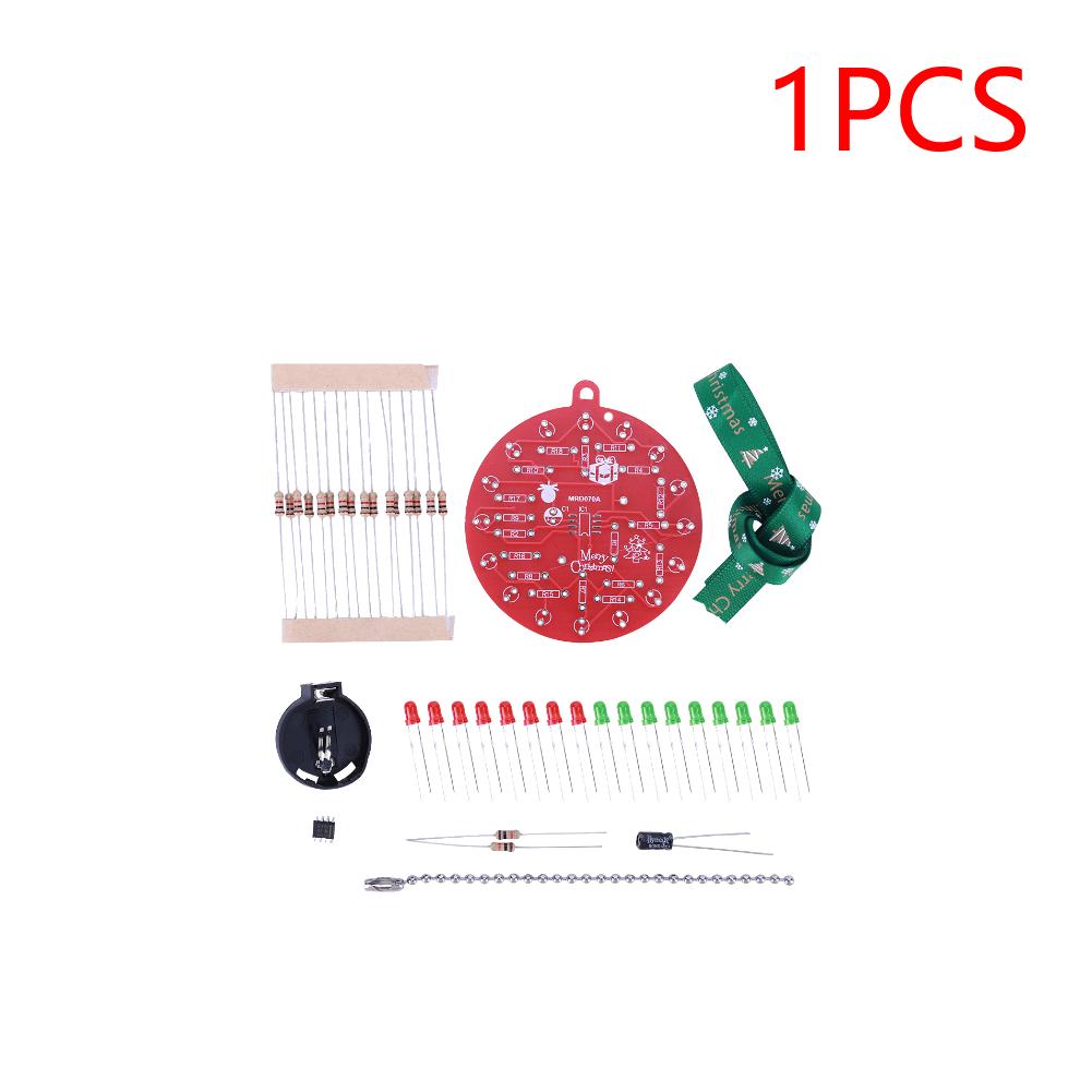 

NE555 PCB Crcuit Ornaments Soldering Kit Red & Green LED Light Christmas Tree Soldering Kit for STEM Educational Valentine Day