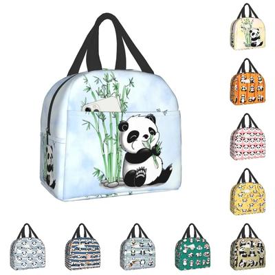 Panda Bär Isolierte Lunchtasche für Camping Reisen Tragbare Thermokühltasche Lunchbox Frauen Kinder Arbeit Picknick Lebensmittelaufbewahrungsbeutel