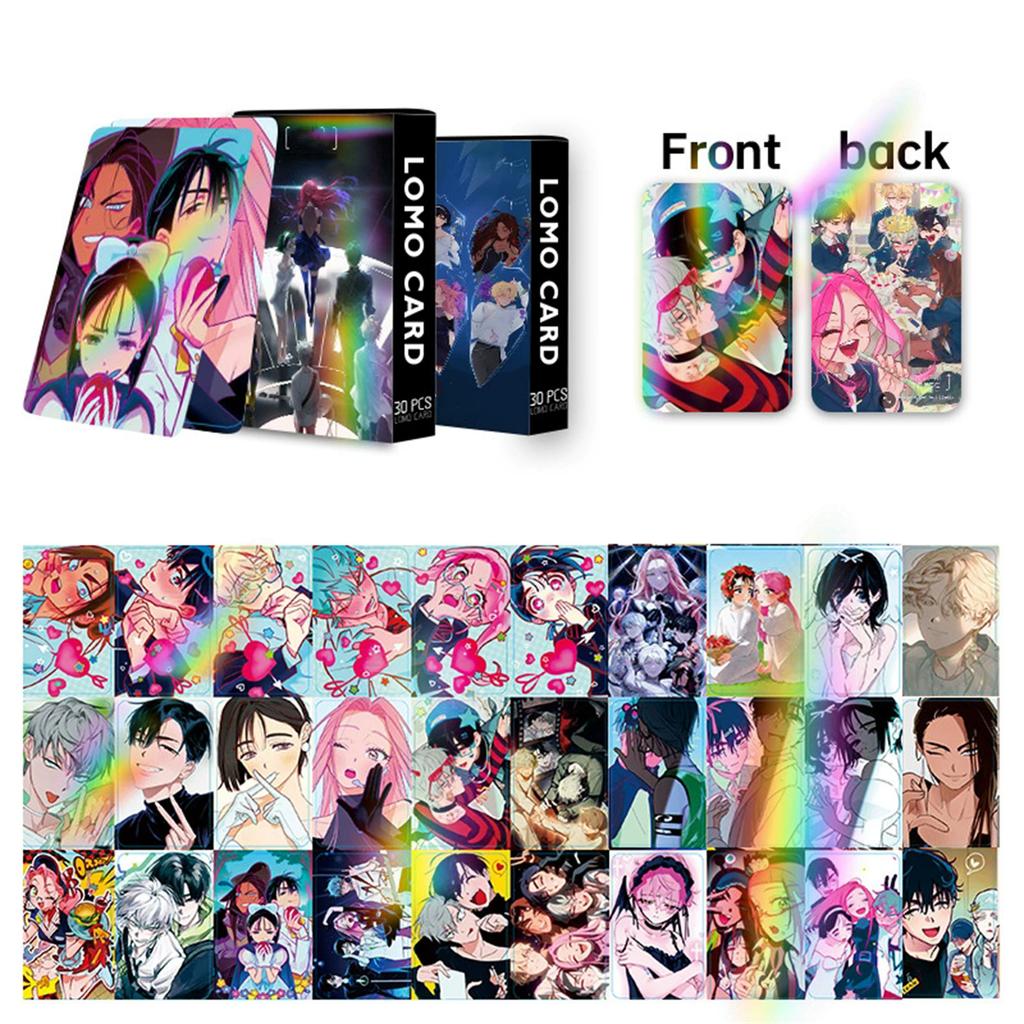 Set of 30 Holographic LOMO Cards Anime Style Collectible Cards with Unique Irregular Shapes for Decoration and Collection