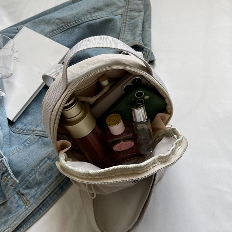 Women's Casual Nylon Crossbody Bag with Adjustable Strap Vintage Solid Color Small Shoulder Bag Polyester Lining for Everyday Use AVE