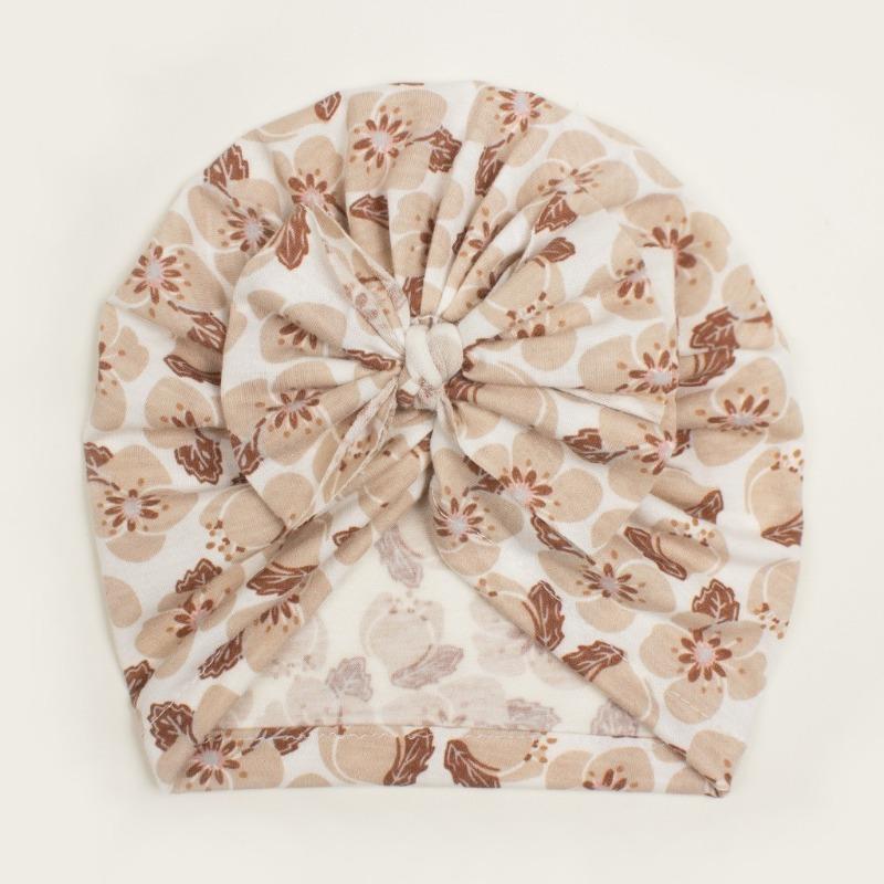 

New cute children s bow pullover hat, creative printed baby hat, thin baby fetal hat света кофе