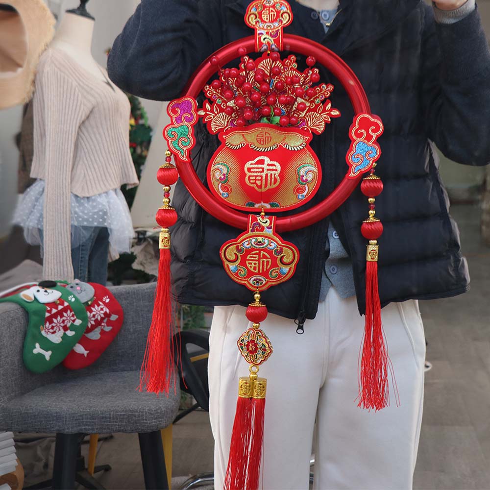 Chinese New Year New Year Fish Pendant Traditional Hanging Lucky Bag Pendant Red Tassels Spring Festival Ornament