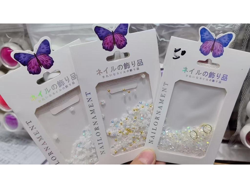 Pearl & Rhinestone Nail Art Decorations: Small Diamonds, Steel Beads, Flowers, Butterflies, Hearts - Mixed Accessories
