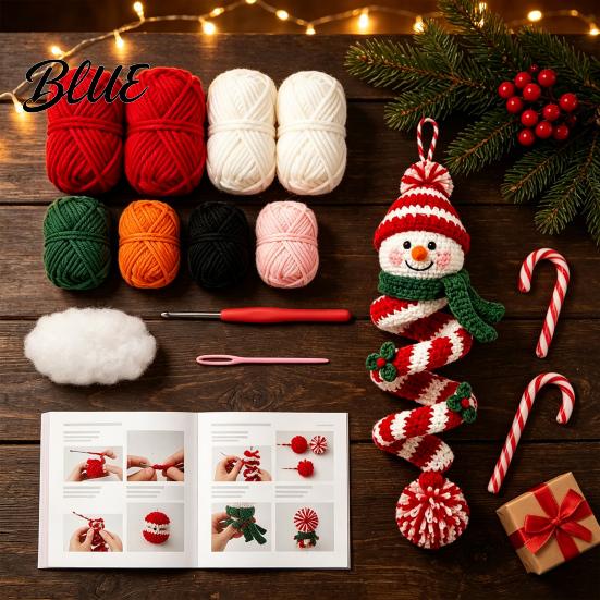 Seasonal Crochet Crafting Projects Spiral Ornament DIY Kit for Adults Beginners Christmas Craft Set Handmade Holiday Decorations with Yarn,