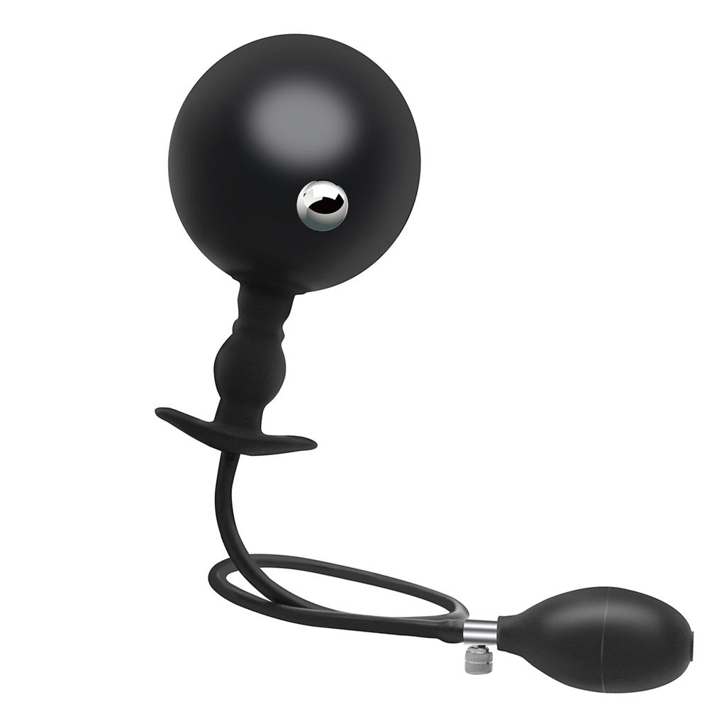 Inflatable Anal Plug with Steel Ball Anal Pull Ball Masturbator Adult Sex Toys Silicone Tail Plug Slave