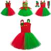 Elegant European And American Children's Christmas Elf Costume For Parties And Performances Red And Green Net Tulle Christmas Tree Skirt