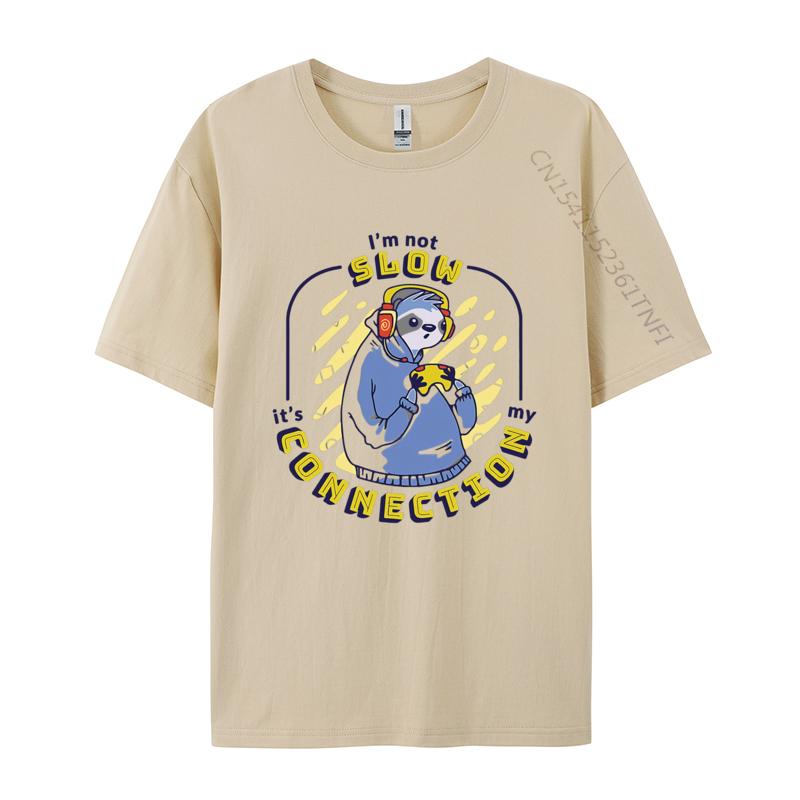 Slow Connection Sloth Gamer Funny Sloth Tshirts Men Clothess Tshirts Unique TShirt Cotton Gothic Animes Alternative