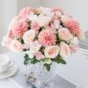 1PC Artificial Flowers Silk Rose Peony Bouquet Hydrangea Carnation Vases for Home Party Winter Wedding Decoration Fake Plant