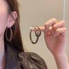 Vintage Leopard Print Velvet Circle Earrings: Fashionable Exaggerated Hoops, High-End Hong Kong Style for Women