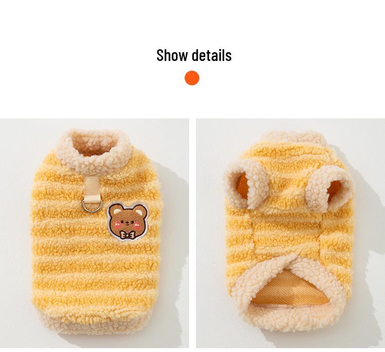 Warm Lamb Fleece Cat Clothes for Kittens & Adults - Leash-Compatible, Little Bear Design, Two-Legged for Fall & Winter, Also Fits Small Dogs