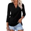 Women's Casual V-Neck Three-Quarter Sleeve Blouse with Print for Summer