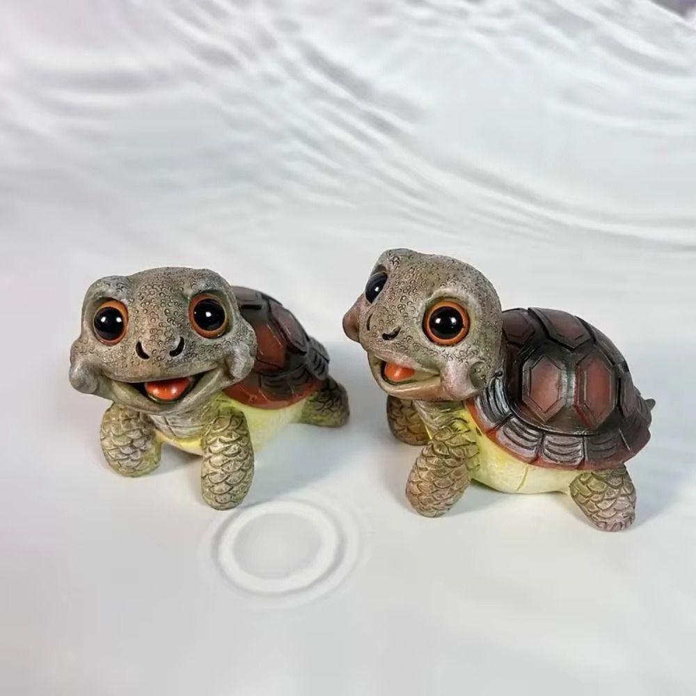 Cartoon Big Eyed Turtle Ornament Collectible Marine Life Ornaments  Kids Birthday Gift
