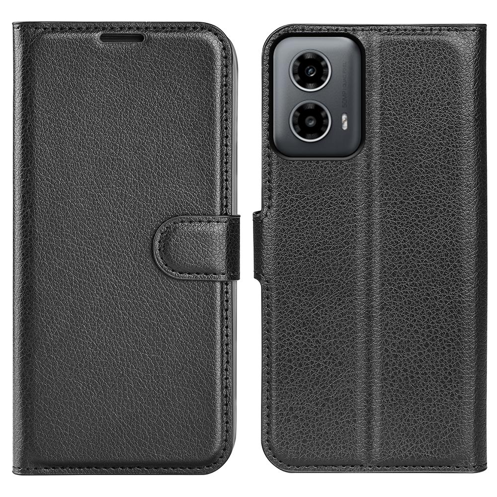 For Motorola Moto G45 5G/G34 5G Case Folio Stand View Leather Phone Cover Litchi Texture