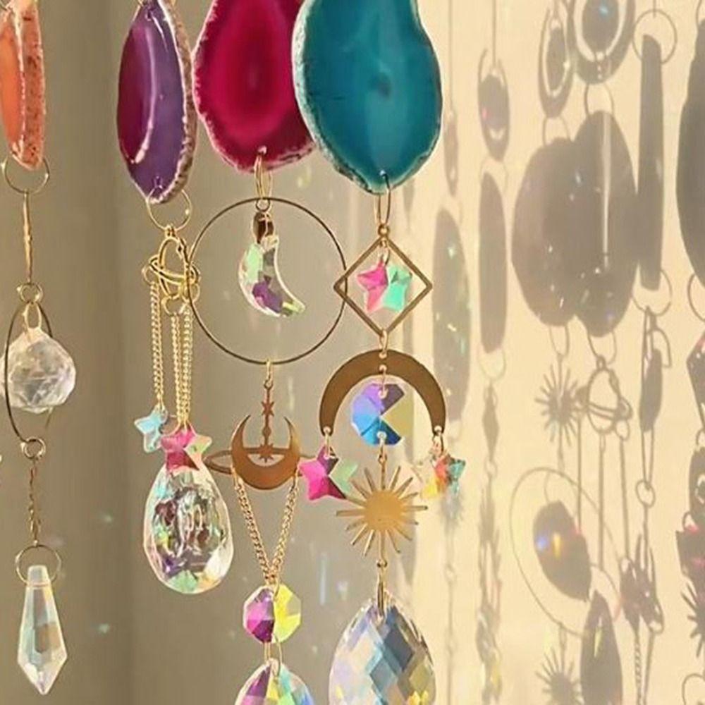 Colorful Crystal Sun Catcher Original Stone Agate Lighting Pendant Funny Rainbow Maker  Bedroom