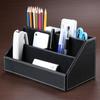 Home Office Wooden Struction Leather Multi-function Desk Stationery Organizer Storage Box, Pen/Pencil ,Cell Phone, Business Na