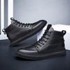 High-top shoes men's board shoes trendy fashion embossed crocodile pattern cotton shoes velvet large size men's short boots
