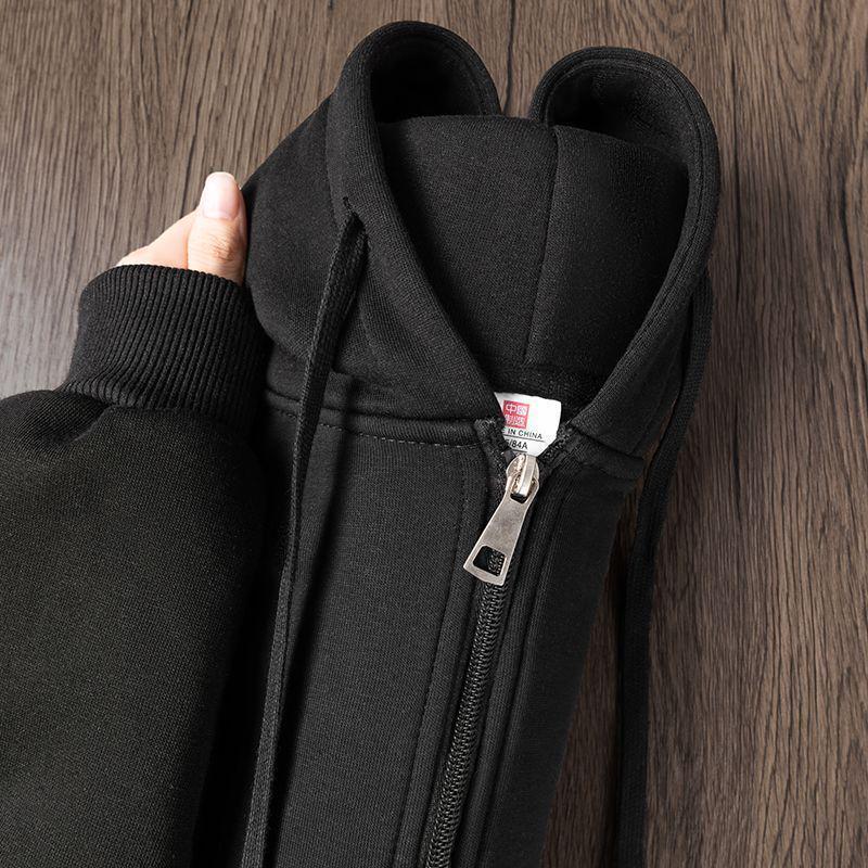 Unisex American Retro Oversize Heavyweight Zip-Up Hoodie with Plus Velvet, Loose Fit, Autumn/Winter Sportswear Cardigan.