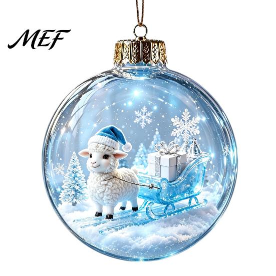 Decorative Hanging Balls Glowing Christmas Story Ornament, Light?Up Mini Holiday Scene Ball with Warm Party Favors LED Light, Clear Plastic