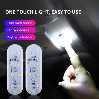 Car Interior Light LED Car Proof Touch Flash Light Door Magnet Touch Light USB Chargeable Battery Car Motorhome Ceiling Lamps