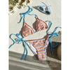 Sexy Orange Striped Bikini Set Women Halter Bandage Push Up Patchwork Thong Swimsuit Beach Bathing Suit Holiday Swimwear