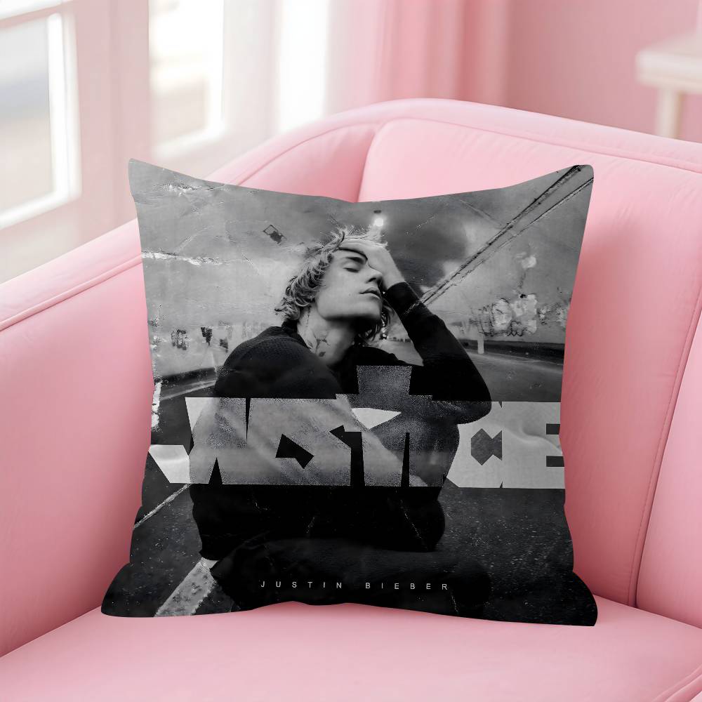 Singer cool JJustin Bieber Cushion Cover Car Throw Pillow Case For Sofa Car Christmas Gift 40x40cm 45x45cm
