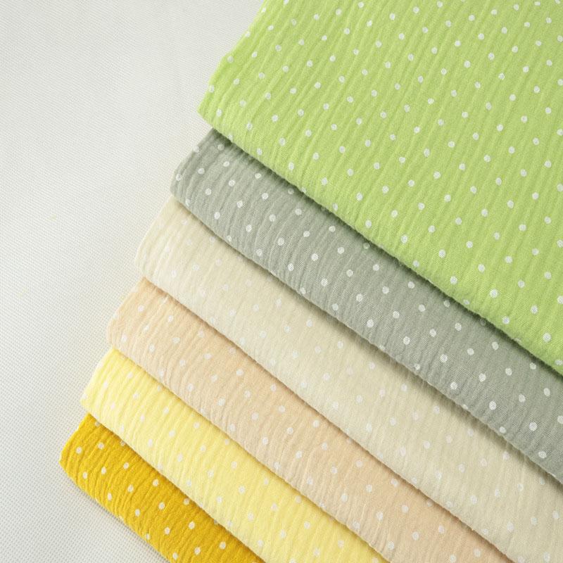 Soft Dot Print Cotton Sewing Fabric Crepe Double Layer Gauze Cloth Cotton Skirt Pajama Cotton Fabric 100*135cm