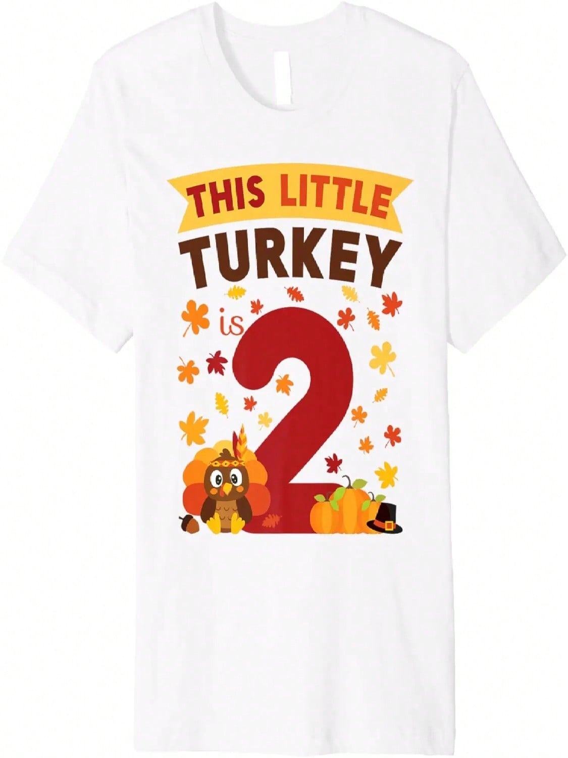 This Little Turkey Is 2 Year Old Birthday Thanksgiving Shirt Premium T-Shirt S
