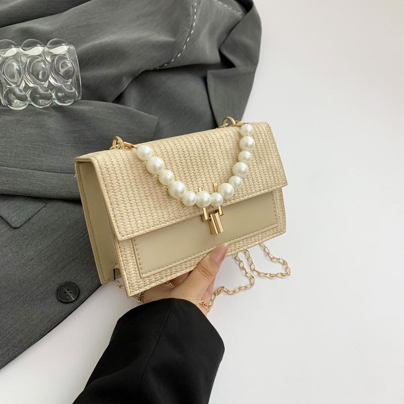 Trendy Small Chain Crossbody Bag For Women In Blue White Pink And Khaki Colors