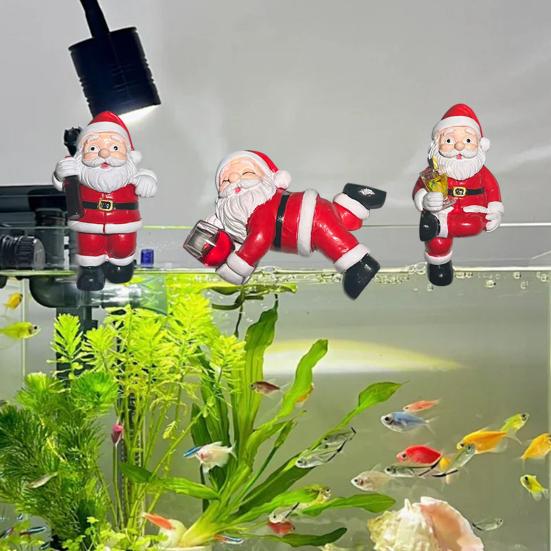 Mini Santa Christmas Statue Miniature Santa Claus Holding Red Wine/Drinks Flower Pot Decoration Cute Resin Plant Pot Hugger Figurine