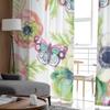 Watercolor Butterfly Flower Sheer Curtains for Living Room Transparent Tulle Window Curtain Bedroom Kitchen Decor Veil Drapes