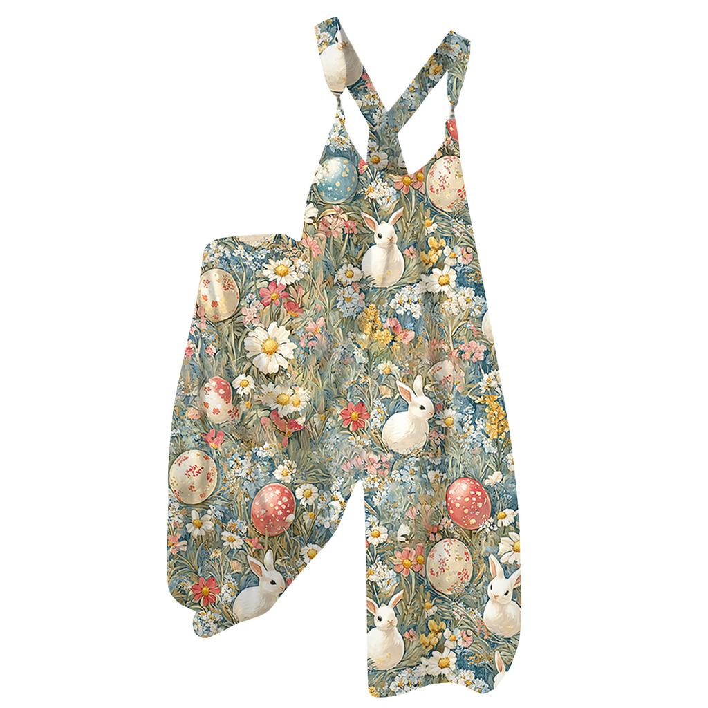Women's  Overalls  Print Vintage Jumpsuit (Non-Adjustable Straps)