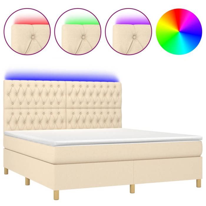 Maison Exclusive - Sommier à lattes de lit et matelas et LED Crème 160x200cm Tissu