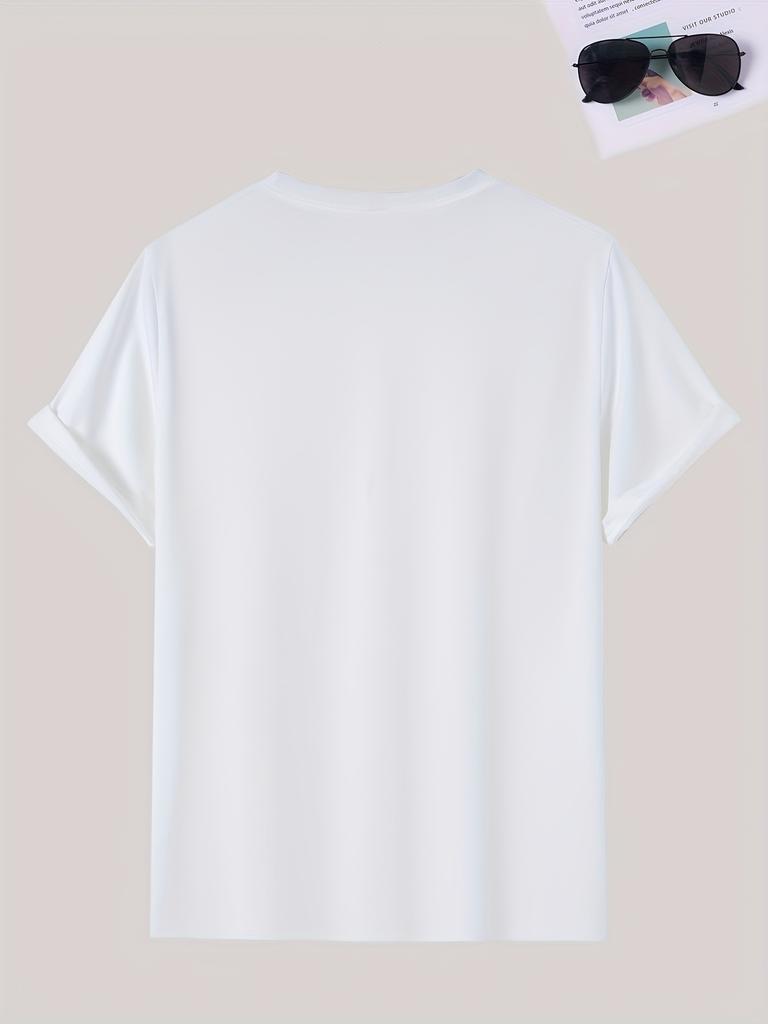 European size Summer Men's Fashion Pattern Short Sleeve T-Shirt with Letter Print Funny Fashionable Crew Neck Tee Tops for Men