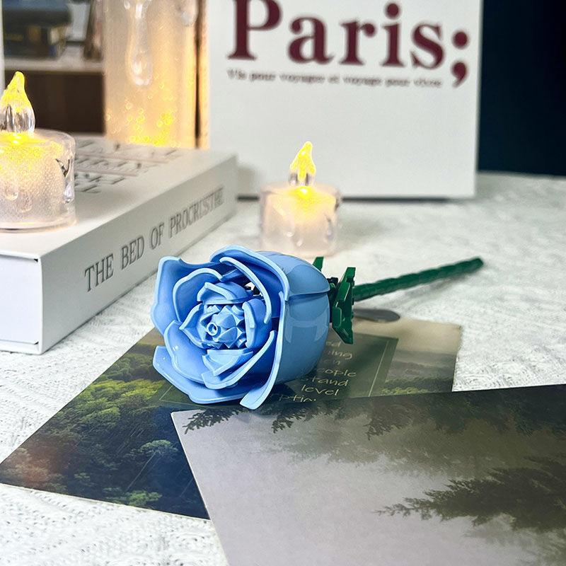 

Flower Rose Building Blocks Collection Toys Decoration Valentines Gift Day синий