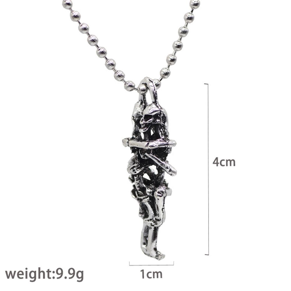 Skeleton Hugging Fashion Jewelry Cross Double Skeleton Skull Stainless Steel Skull Pendant Necklace