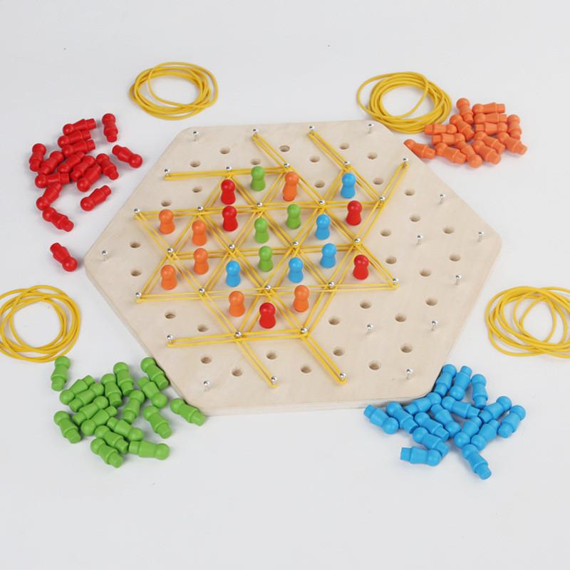 Wooden Geometric Chain Puzzle Game For Family Brain Teasers And Skills Development
