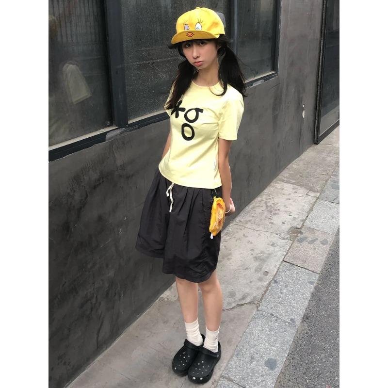 KOSY  Korean Style T-shirt Women Print Graphic Tops Y2k Vintage Tops 2000s Japanese Aesthetic Tee Tops Summer Grunge Tees