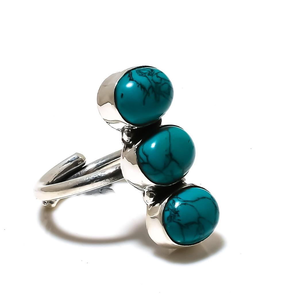 Santa Rosa Turkos Justerbar 925 Sterlingsilverring - Passar US Storlekar 6 till 10 - Handgjorda Boho Smycken för Kvinnor & Män, Valentingåvor