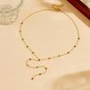 Gold Plated Multi Color Station Necklace Y Drop Lariat Fashion Jewelry for Women