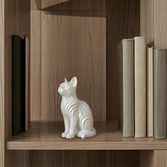 3D Printed Cat Figurines, Modern Artistic Cat Ornaments for Cat Lovers, Artistic Cat Sculpture with Stable Base for Home Entryway