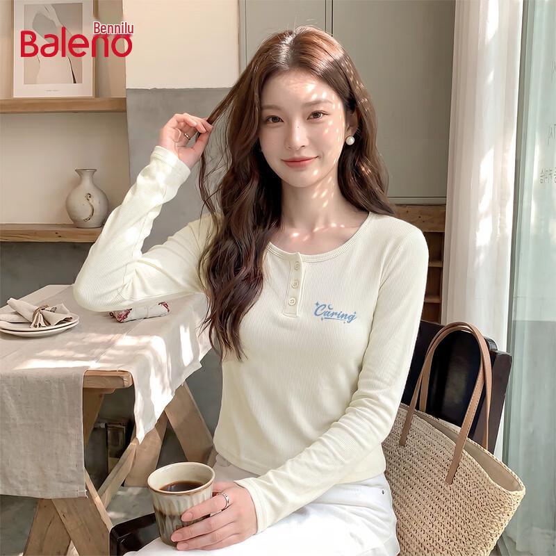Baleno Women's Slim-Fit Henley Long Sleeve Graphic Tee