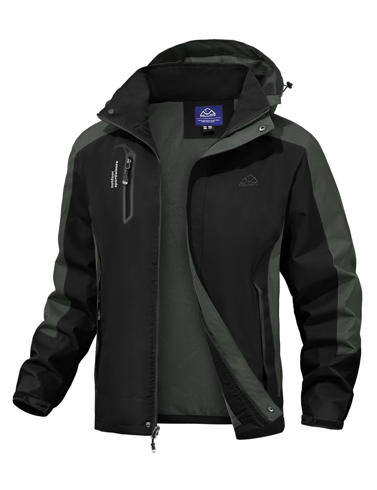 

[Gopune] Men s Mountain Parka Outdoor Jacket, Windproof Water-Repellent Hiking Hooded Coat for Climbing Cycling Fishing, Spring Autumn Winter Black XL