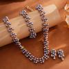 Luxurious Geometric Rhinestone Pearl Jewelry Set: Necklace, Bracelet, Earrings