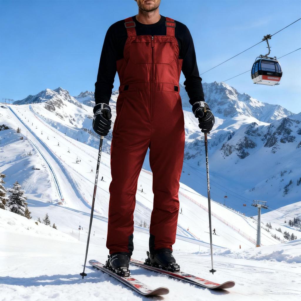 Damen Skihose Gefüttert Ski Latzhose Snowboardhose Verstellbarer Schultergurt Schneeanzug
