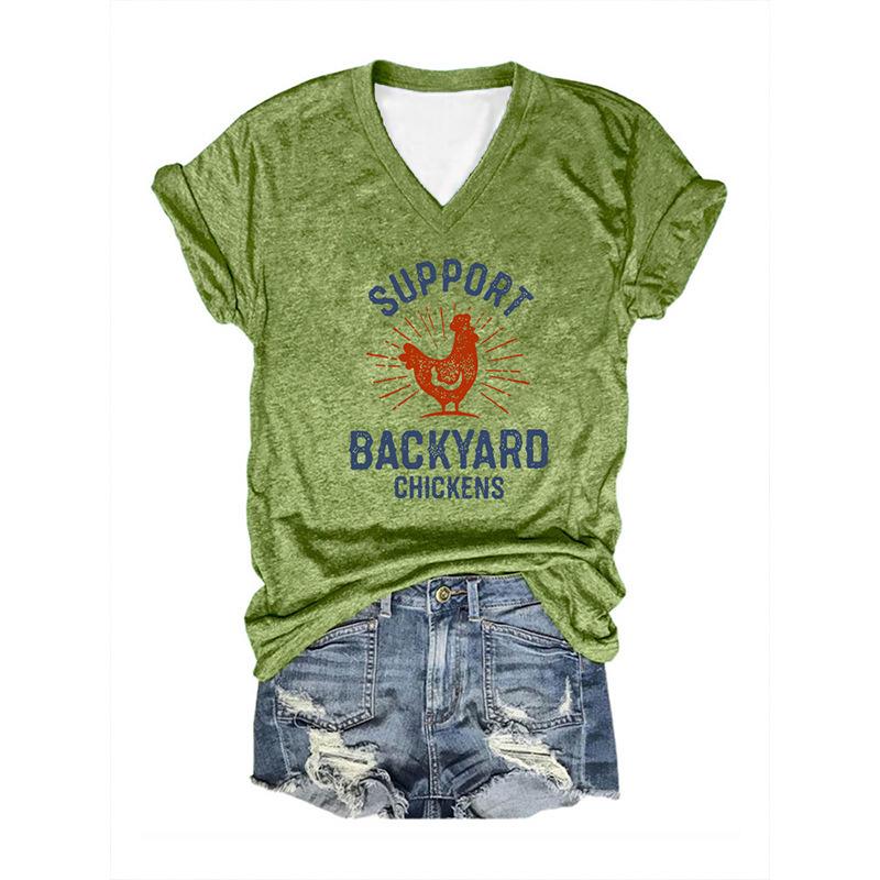 

Trendy new women s short sleeved fashion trend loose casual V-neck T-shirt women s 3D digital printing EMA 4XL