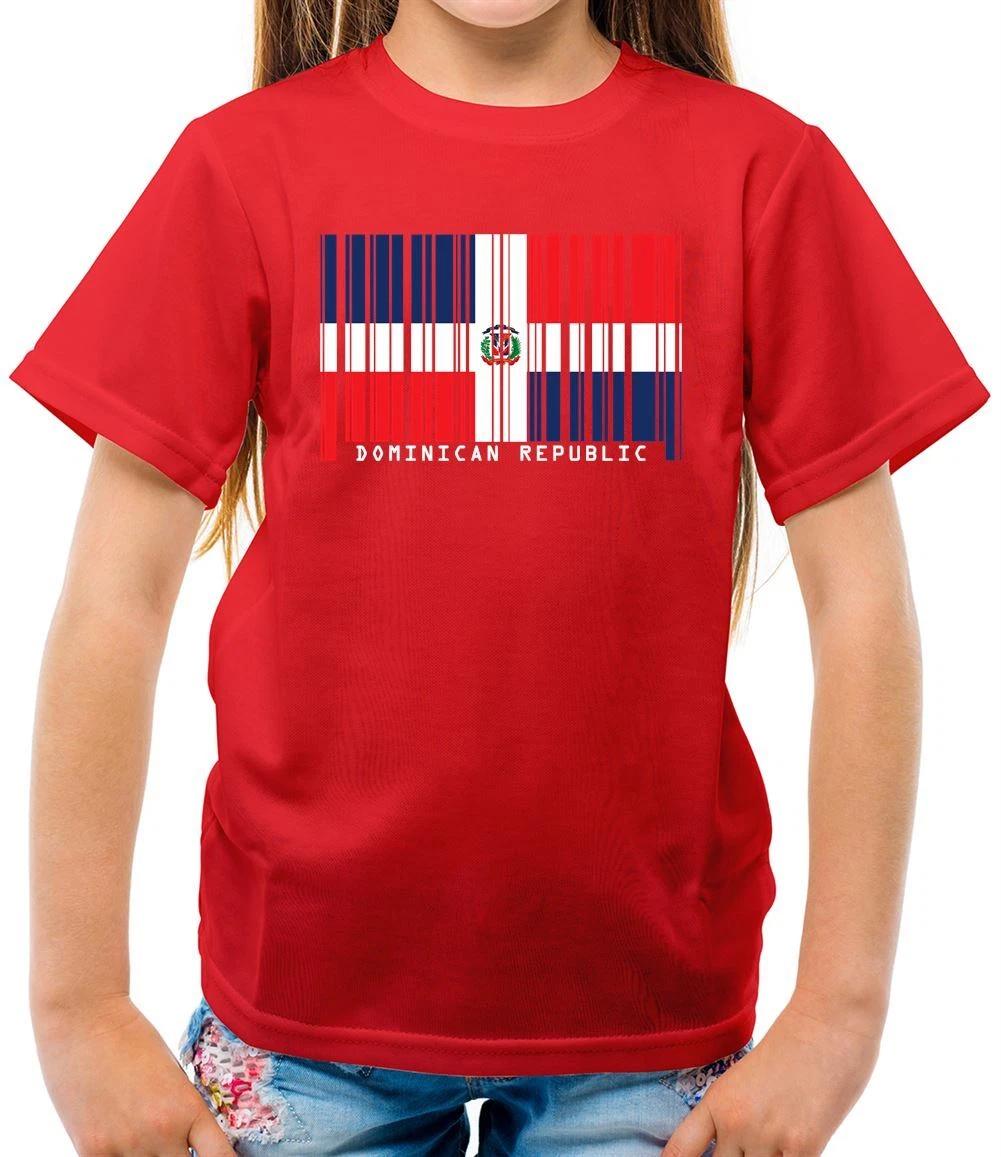 Dominican Republic Barcode Style Flag - Kids T-Shirt - Flags Santo Domingo 140