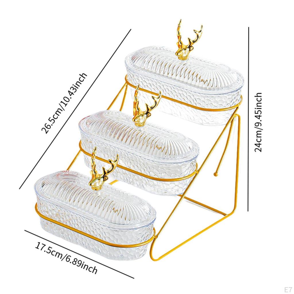 Fruit Basket Bowl Fruits Holder 3 Tier Versatile with Metal Stand Serving Tray for