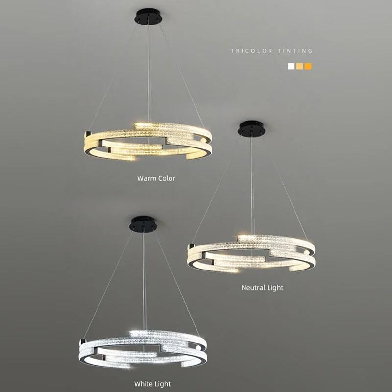 Modern Light Luxury Living Room LED Chandelier Bedroom Dining Room Crystal Light Geometric Design Home Decoration Chandelier