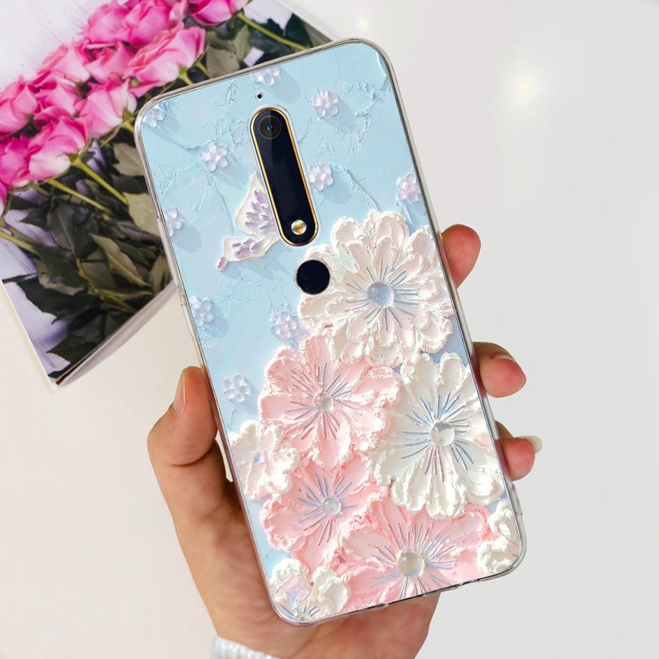For Nokia 6 2018 Case Fashion Flower Soft Silicone Bumper For Nokia 6.1 Cover TA-1043 TA-1045 TA-1054 TA-1050 TA-1068 Phone Case