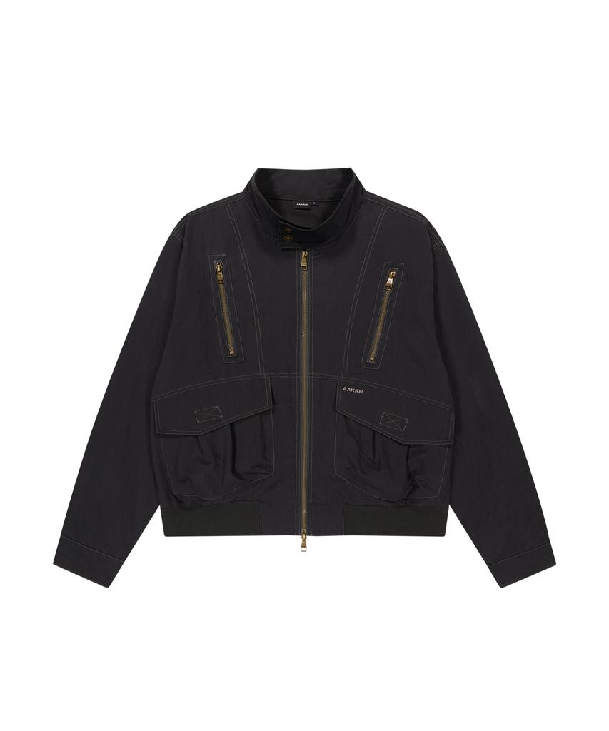 Aakam Zippered High Neck Jacket (Black)